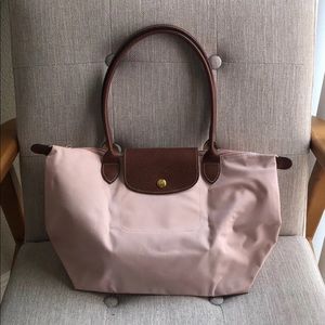 Small long champ Le pliage tote bag light pink